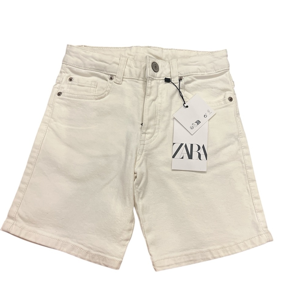 Zara White Jean Shorts Relaxed Fit Cotton